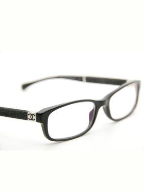 Rare CHANEL Black Denim Eyeglass Frames 3193 CC Logo 53mm Italy w/ Box & Papers